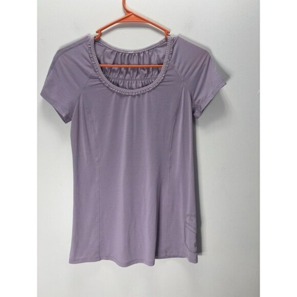 Lululemon Women Run Wild short sleeve shirt top Sz 4 lavender rose quartz ruffle - Picture 3 of 5